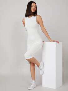 SHEIN BASICS Solid Bodycon Casual Dinner Dating Dress - White - View 1