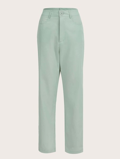 بنطلون بساق مستقيم موحدة اللون