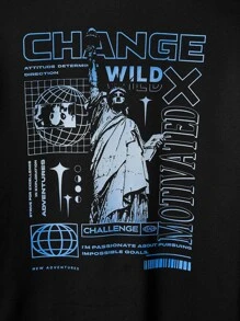 Manfinity RebelGame Men Slogan Graphic Hoodie - Black - View 3