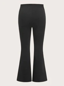 SHEIN Essnce 大碼鏈條細節喇叭褲 - 黑色 - 查看 2