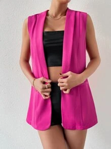 SHEIN Privé Solid Shawl Collar Vest Blazer