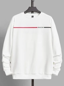 Manfinity Men Letter Graphic Sweatshirt - White - View 1
