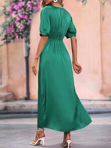 SHEIN Clasi 交叉領腰部鏤空緞面洋裝