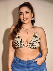 Top bikini halter de rayas de cebra - Multicolor - Ver 1