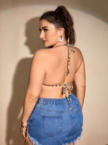 Top bikini halter de rayas de cebra - Multicolor - Ver 2