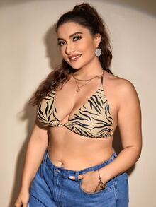 Top bikini halter de rayas de cebra - Multicolor - Ver 3