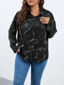 Celure Plus Allover Print Shirt - Black - View 5