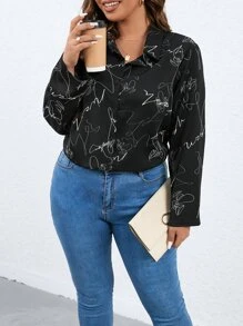 Celure Plus Allover Print Shirt - Black - View 3