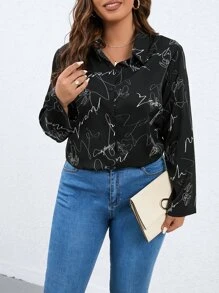 Celure Plus Allover Print Shirt - Black - View 1