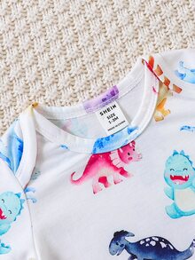 Baby 3pcs Dinosaur Print Bodysuit - Multicolor - View 5