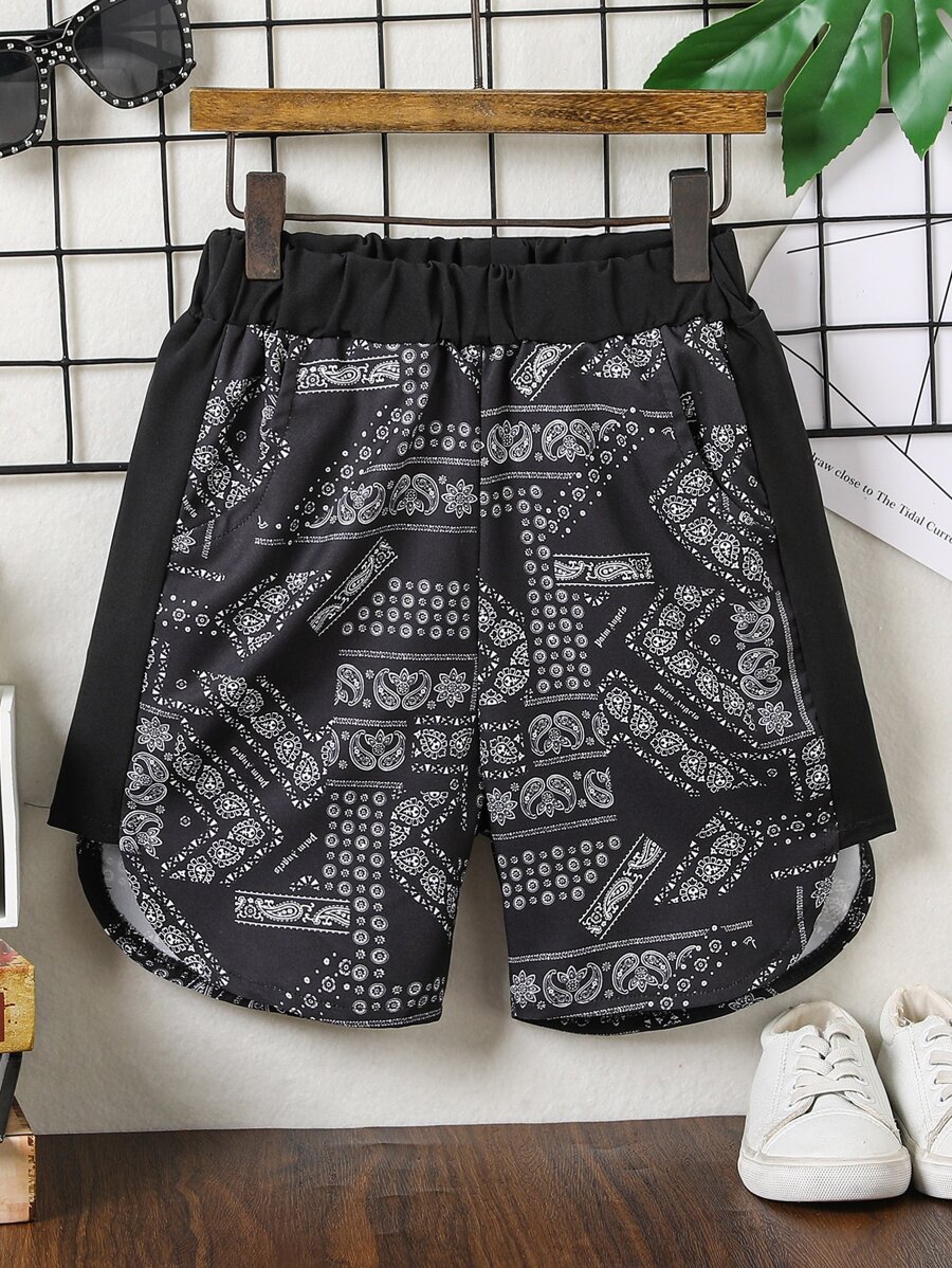 男孩佩斯利印花短褲