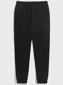 GENTILAND 男士卡通圖案腰部抽繩長褲 - 黑色 - 查看 2