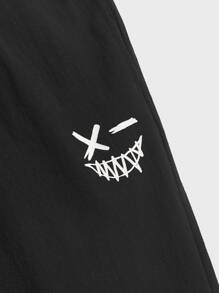 GENTILAND 男士卡通圖案腰部抽繩長褲 - 黑色 - 查看 4