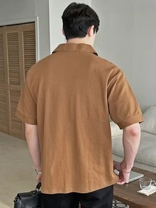 DAZY Men Cotton Solid Polo Shirt - Brown - View 2