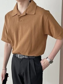DAZY Men Cotton Solid Polo Shirt - Brown - View 4