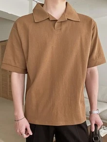 DAZY Men Cotton Solid Polo Shirt - Brown - View 6