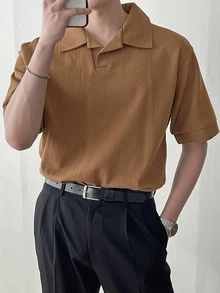 DAZY Men Cotton Solid Polo Shirt - Brown - View 7