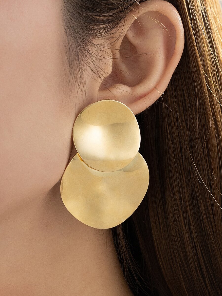 2 chiếc bông tai trang trí hình tròn - Vàng - Xem 1