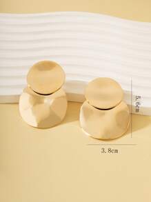 2 chiếc bông tai trang trí hình tròn - Vàng - Xem 5