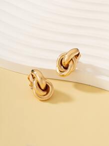 2入組極簡風格耳夾 - 金黃色 - 查看 4