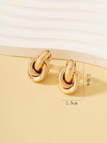 2入組極簡風格耳夾 - 金黃色 - 查看 5