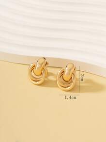 1 对经典几何扭曲夹式耳环，无穿孔，适合女士，百搭黄金首饰 - 金黃色 - 查看 6