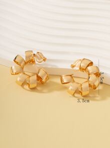 2入組扭結設計耳環 - 金黃色 - 查看 6