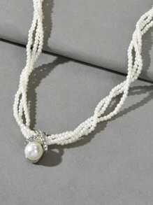 1 Miếng Đồ trang trí Ngọc Trai giả Vòng đeo cổ - trắng - Xem 2