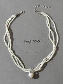 1 Miếng Đồ trang trí Ngọc Trai giả Vòng đeo cổ - trắng - Xem 3