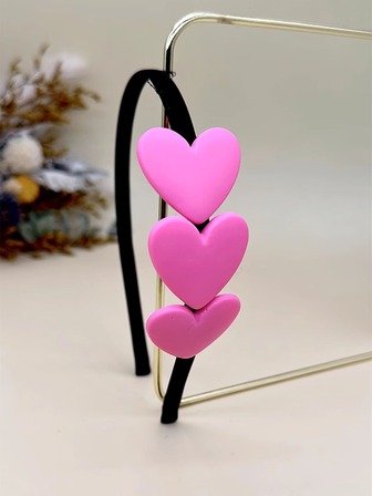 1pc Ladies Fashionable Romantic Sweet Red Heart Party Headband Classic Hair Accessory