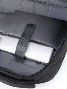 字母圖案前口袋後背包 - 黑色 - 查看 5