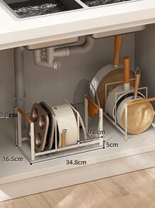 1pc Multifunction Kitchen Storage Rack - White - View 2