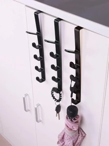 1入組門上掛鉤衣架5鉤塑料整理架用於外套帽子長袍襯衫皮帶包毛巾壁櫥和浴室