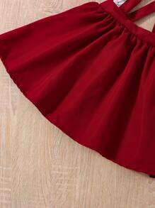 2件套少女荷叶边蕾丝前扣优雅套装 - 紅白色 - 查看 8