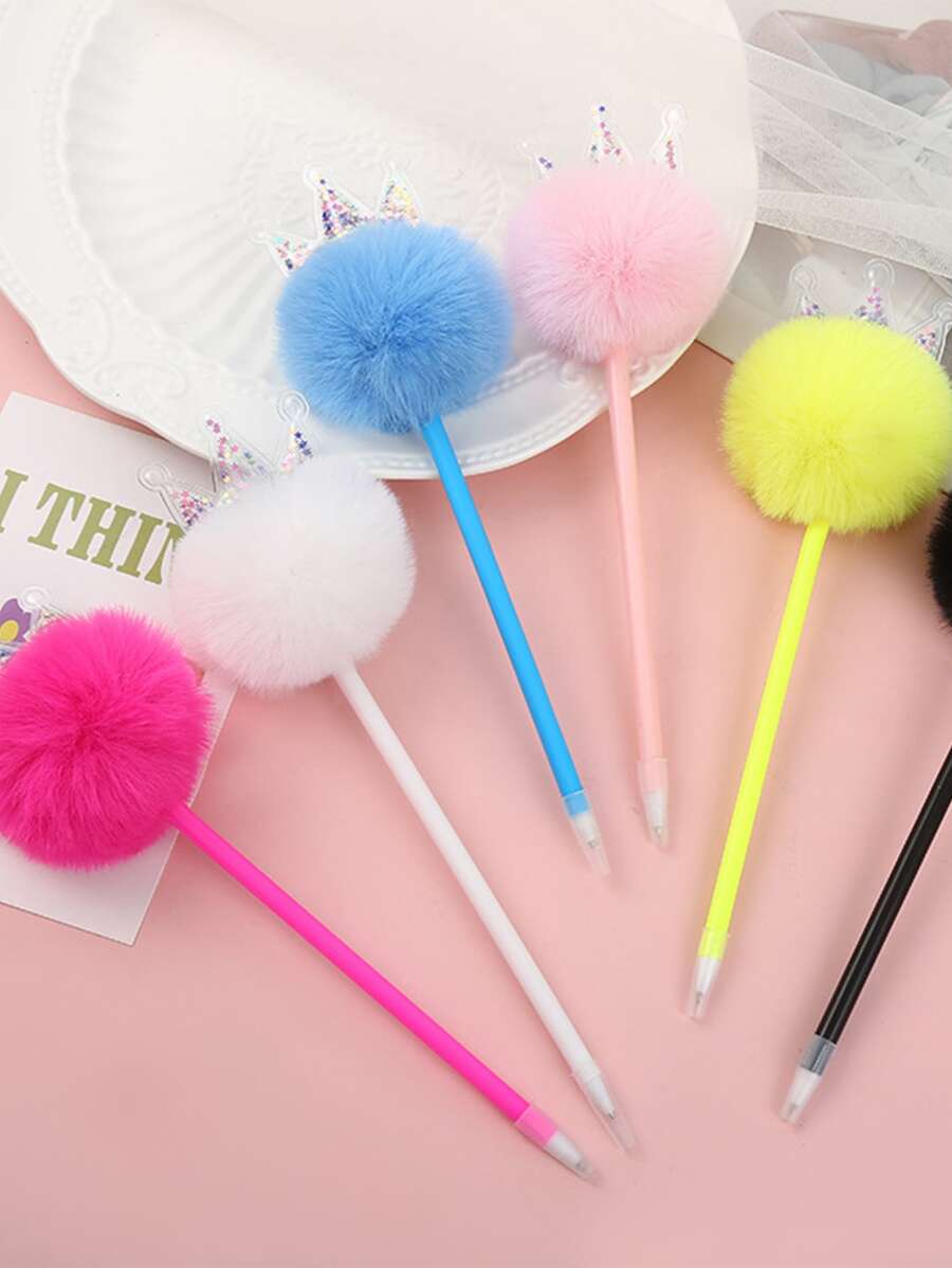 1 pieza Pluma de gel con diseño de pompón al azar - Multicolor - Ver 1