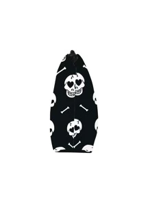 1入組骷髅頭圖案洗漱包 - 黑與白 - 查看 3