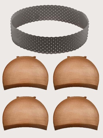 1 pieza Diadema de peluca antideslizante & 4 piezas Gorro de peluca