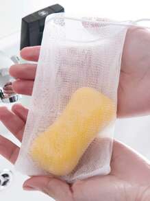 1 pieza Bolsa de malla para jabón, decoración de baño para el hogar, de vuelta a la escuela - Blanco - Ver 2