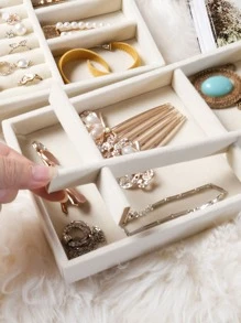 4pcs Multi-Grid Jewelry Tray, Gift For Valentine's Day - Beige - View 3