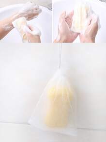 1 pieza Bolsa de malla para jabón, decoración de baño para el hogar, de vuelta a la escuela - Blanco - Ver 5