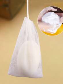 1 pieza Bolsa de malla para jabón, decoración de baño para el hogar, de vuelta a la escuela - Blanco - Ver 6