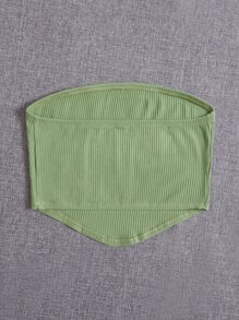 SHEIN 青少女蝴蝶拼接曲線下擺露腰筒上衣 - 薄荷綠 - 查看 2