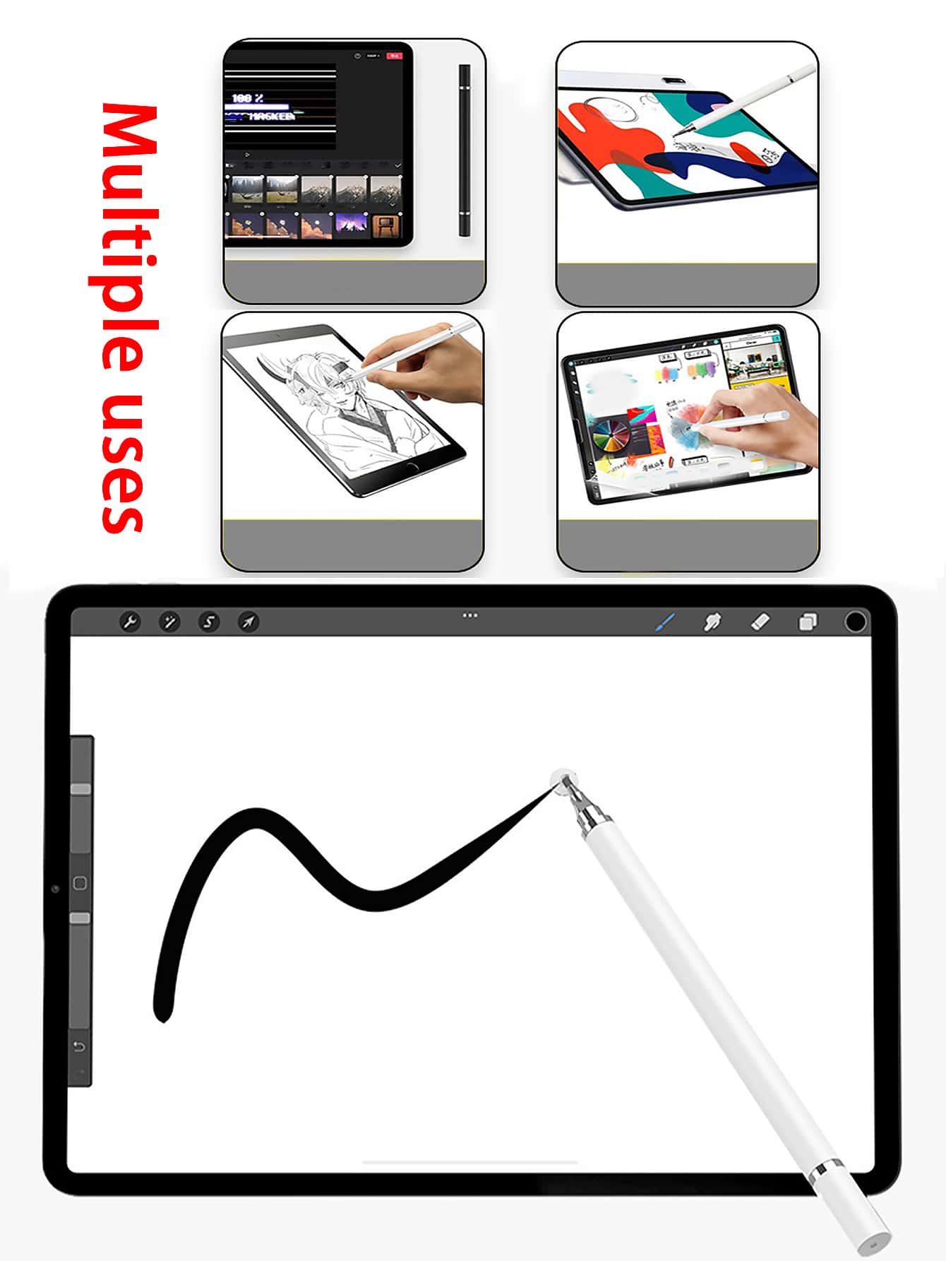 Soporte multifunción 3 en 1 para teléfono en color rosa dorado/blanco con bolígrafo, lápiz capacitivo y lápiz óptico para smartphone y tablet, regalo para madres, familia, amigos, cumpleaños y fiestas - Blanco - Ver 4