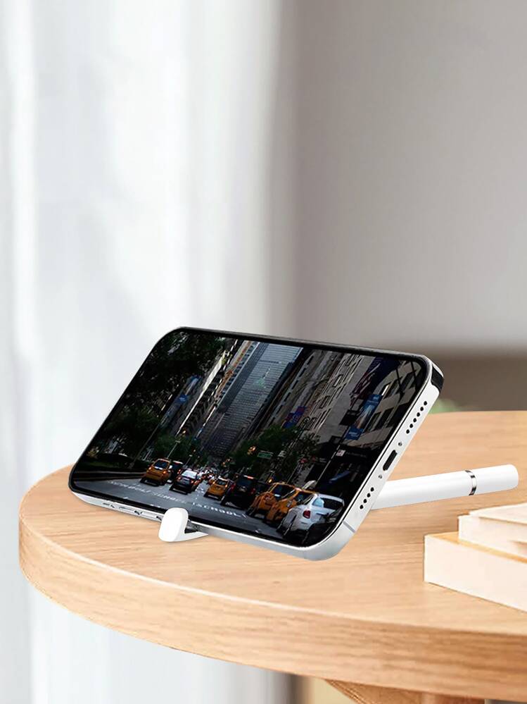 Soporte multifunción 3 en 1 para teléfono en color rosa dorado/blanco con bolígrafo, lápiz capacitivo y lápiz óptico para smartphone y tablet, regalo para madres, familia, amigos, cumpleaños y fiestas - Blanco - Ver 7