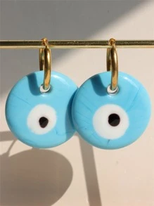 2 piezas Pendientes largos redondos ojo