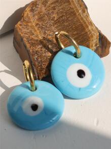 2 piezas Pendientes largos redondos ojo