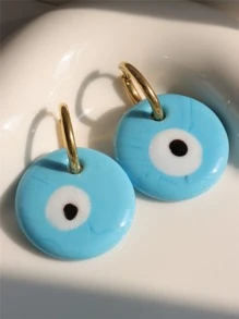 2 piezas Pendientes largos redondos ojo