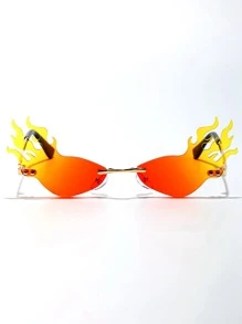 Hombres Gafas de moda sin marco con diseño de fuego - Multicolor - Ver 1
