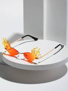 Hombres Gafas de moda sin marco con diseño de fuego - Multicolor - Ver 2