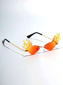 Hombres Gafas de moda sin marco con diseño de fuego - Multicolor - Ver 3